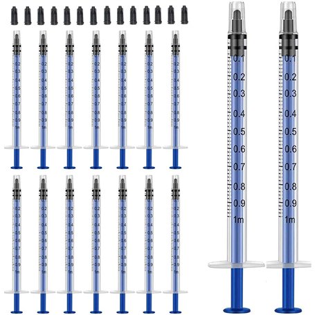 Lot de 50 Seringues de 1 ml Avec Capuchon, Seringue de 1 cc Scellée Individuellement Avec Embout Luer Slip Sans Aiguille Pour Re