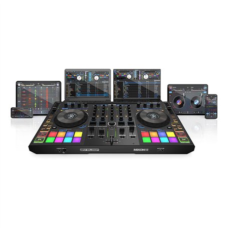 Reloop Mixon 8 Pro | 4-Kanal -Contrôleur de performance multiplateforme pour Serato & djay, Jogwheel -Displays & 4 Instant-FX-Ki