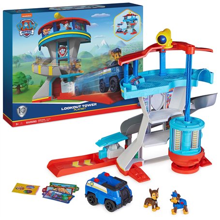 Paw Patrol - Pat Patrouille - Tour de Contrôle 50 Cm - avec Périscope, Missions, Toboggan, 7 Cartes 1 Véhicule Et 2 Figurines Ch