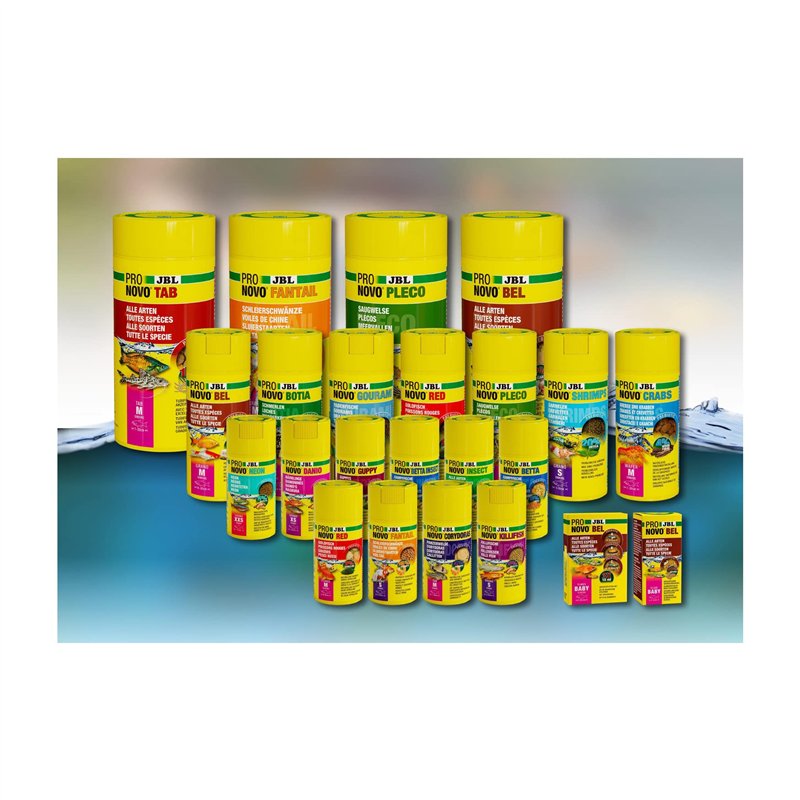 Image secondaire de JBL PRONOVO BEL GRANO, Aliment de Base pour tous Poissons d'Aquarium de 8-20 cm, Granulés pour Poissons, Doseur à clic, taille M