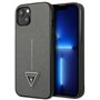 Guess GUHCP13SPSATLG Coque Rigide pour iPhone 13 Mini 5,4" Motif SaffianoTriangle Argent