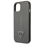 Guess GUHCP13SPSATLG Coque Rigide pour iPhone 13 Mini 5,4" Motif SaffianoTriangle Argent