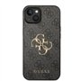 Guess CG Mobile Phone Case - Coque de téléphone pour iPhone 14 Plus en Gris 4G avec Grand Logo en métal Anti-Rayures - Coque Rig
