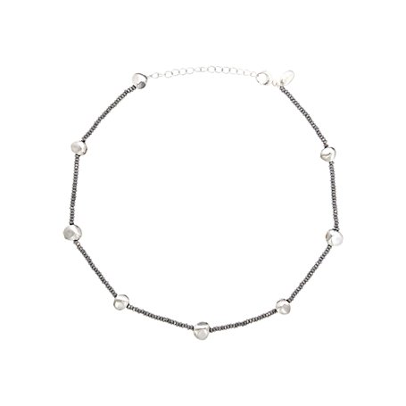 Breil B Rocks TJ3287 Collier en acier inoxydable orné de pierres d'hématite Longueur min. 39 cm Longueur max 45 cm, 45 cm, Acier