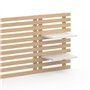 IDMarket - Tête de lit Suspendue en Lattes AVA 240 cm Bois Clair et étagères Blanches