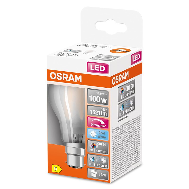 Image secondaire de OSRAM Lampe LED dimmable Superstar avec un rendu des couleurs particulièrement élevé (CRI90), B22d-base, verre dépoli ,Blanc fro