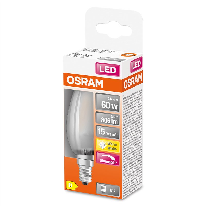 Image secondaire de OSRAM Lampe LED Superstar à intensité variable avec un rendu des couleurs particulièrement élevé (CRI90), E14-base, verre dépoli