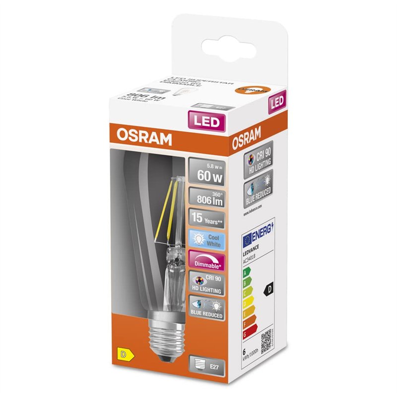 Image secondaire de OSRAM Lampe LED dimmable Superstar avec un rendu des couleurs particulièrement élevé (CRI90), E27-base, Aspect filament ,Blanc f