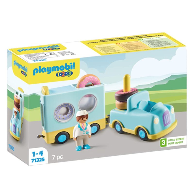 Playmobil 71325 Camion de Donuts 1.2.3 - avec Un Personnage et Un véhicule Qui a Une Fonction d'empilage et de tri - Mes Premier