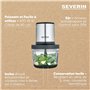 SEVERIN Hachoir électrique 400 W multifonction d'une capacité d'1 Litre, garanti sans BPA, Hachoir à viande, oignons, herbes, fr
