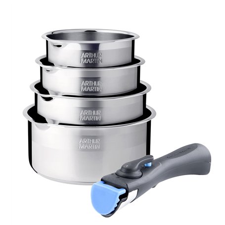 Arthur Martin - Batterie de cuisine inox 5 pcs - AM7457 AVEC MANCHE AMOVIBLE