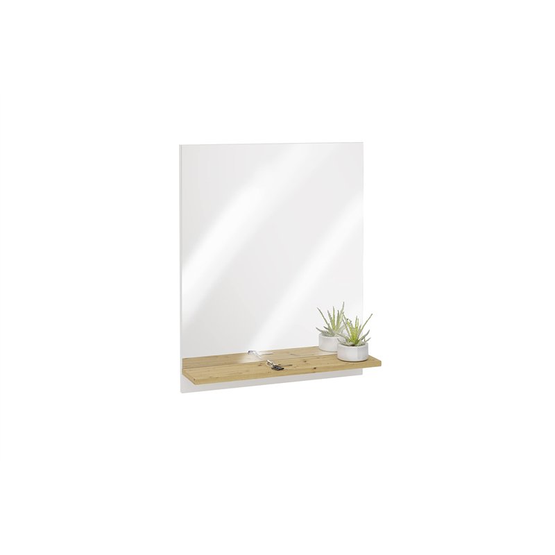 FMD Möbel BELM 7 Miroir de Garde-Robe rectangulaire avec étagère en Bois Blanc Brillant