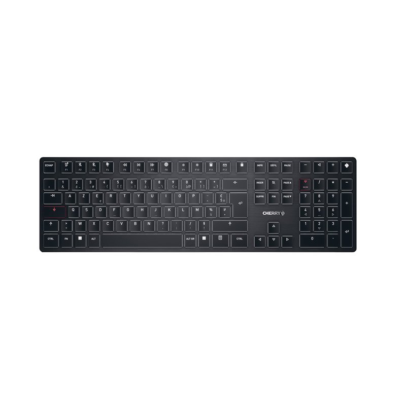 CHERRY KW X ULP, Clavier mécanique haut de gamme ultra-plat, layout français (AZERTY), clavier multi-appareils sans fil, jusqu’à