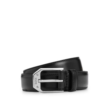 BOSS Hommes Jemio Sz40 Ceinture en cuir de buffle avec boucle logo et garniture argentée