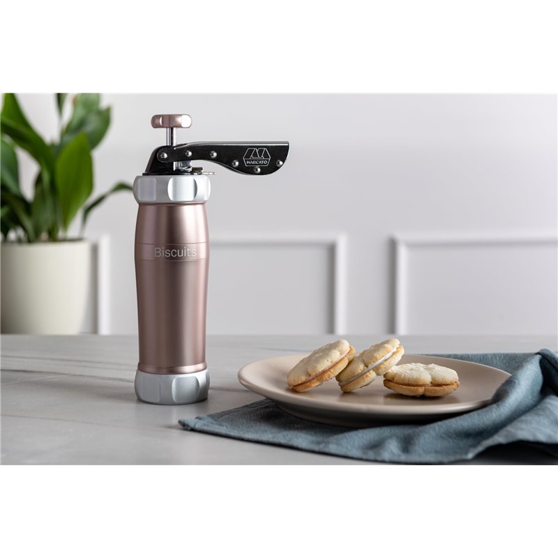 Image secondaire de Marcato Machine à biscuits Biscuits en poudre rose en aluminium anodisé, différentes formes. 25 x 10 x 5 cm. Facile à utiliser