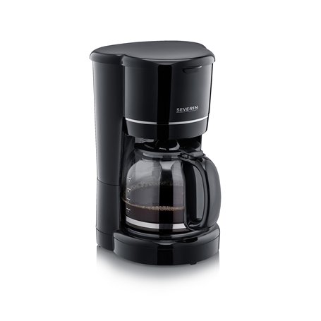 SEVERIN Cafetière Filtre, 900W, 1,4L, Jusqu'à 10 tasses, Système anti-goutte, Filtre permanent amovible, Plaque chauffante, Noir