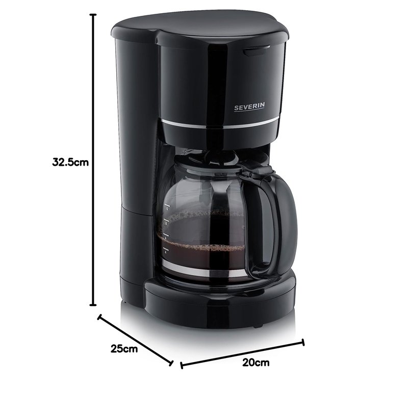 Image secondaire de SEVERIN Cafetière Filtre, 900W, 1,4L, Jusqu'à 10 tasses, Système anti-goutte, Filtre permanent amovible, Plaque chauffante, Noir