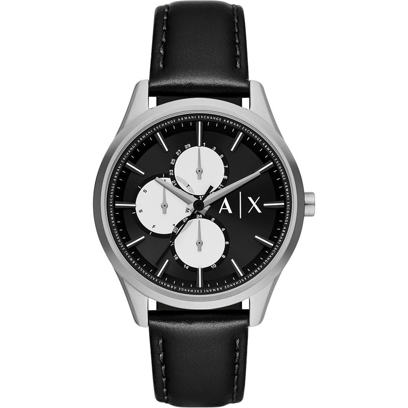 Armani Exchange Montre pour homme, quartz/mouvement multiple, boîtier de 42 mm avec bracelet en cuir AX1872