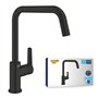 GROHE QUICKFIX Start Robinet de cuisine, Mitigeur Monocommande Evier, Bec Haut, Rotation 150°, Noir Mat, 304702430