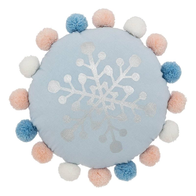Atmosphera - Coussin Hiver en Coton D35cm Bleu