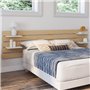 IDMarket - Tête de lit Suspendue 5 Larges Lattes Nina 240 cm Bois Clair et étagères Blanches