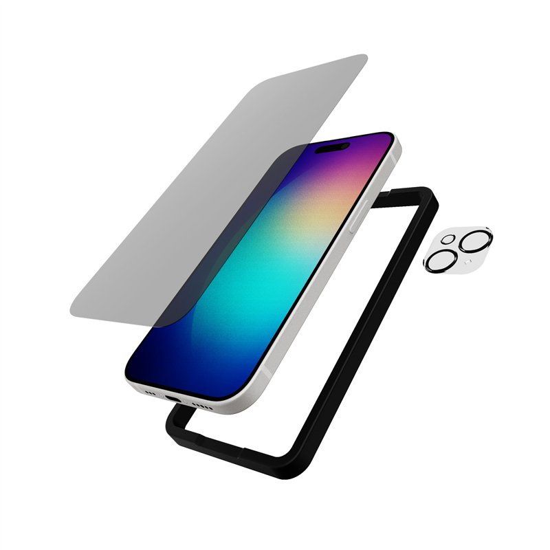 Image secondaire de Tech21 Écran de confidentialité en verre à impact avec protecteur d'objectif d'appareil photo pour iPhone 15 Plus