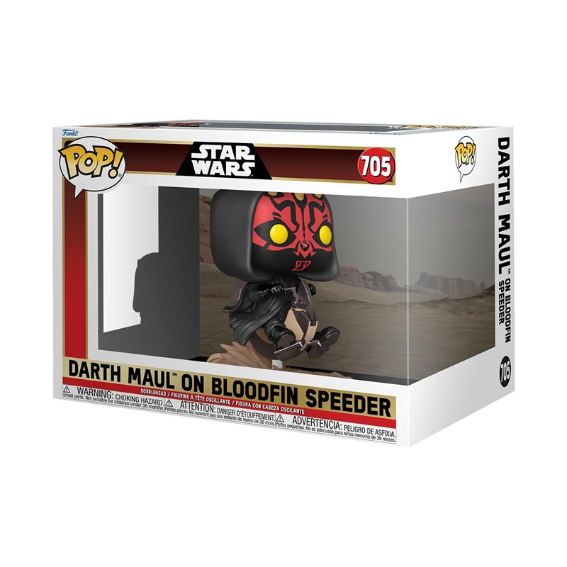 Funko Pop! Rides Deluxe: Star Wars Episode 1 The Phantom Menace Anniversary - Darth Maul on Bloodfin - Dark Maul - Figurine en V