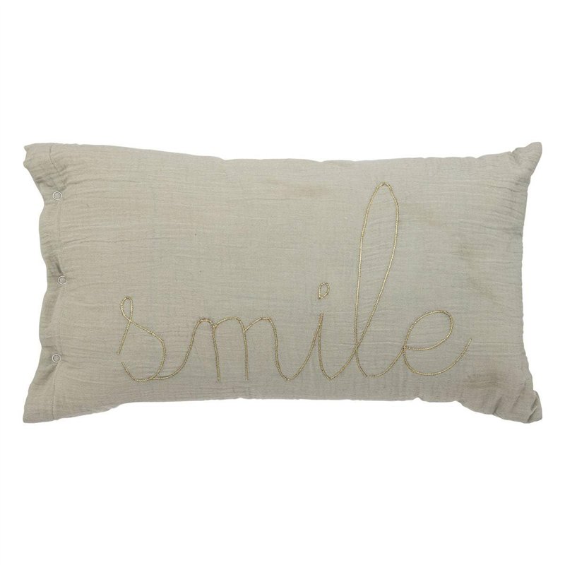 Atmosphera - Coussin rectangulaire Lili en Gaze de Coton 50x30cm Blanc