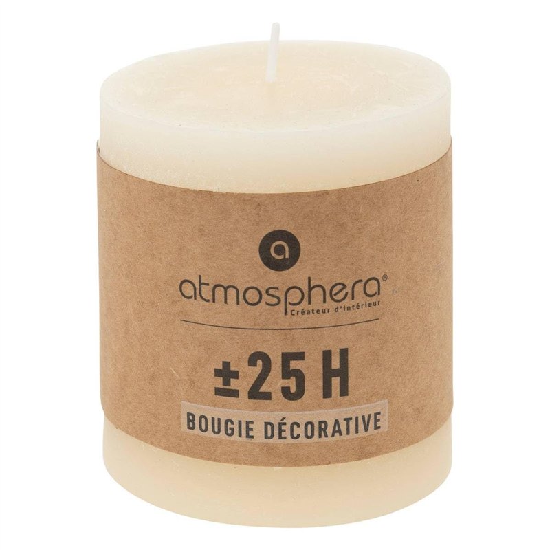 Atmosphera - Bougie ronde Olia D6,7cm blanc ivoire