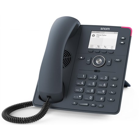 Snom D150 TéLéPhone VoIP SIP avec Fil Gris Ardoise - ÉCran LCD 2,8 Pouces, Switch Ethernet Gigabit, PoE Classe 1, 2 Comptes S
