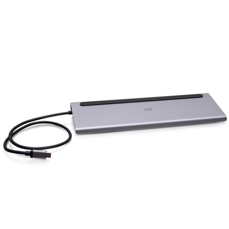 C2G Station d'accueil USB-C 10-en-1, Triple écran avec HDMI, DisplayPort, VGA, Ethernet, USB, Lecteur de Carte SD,