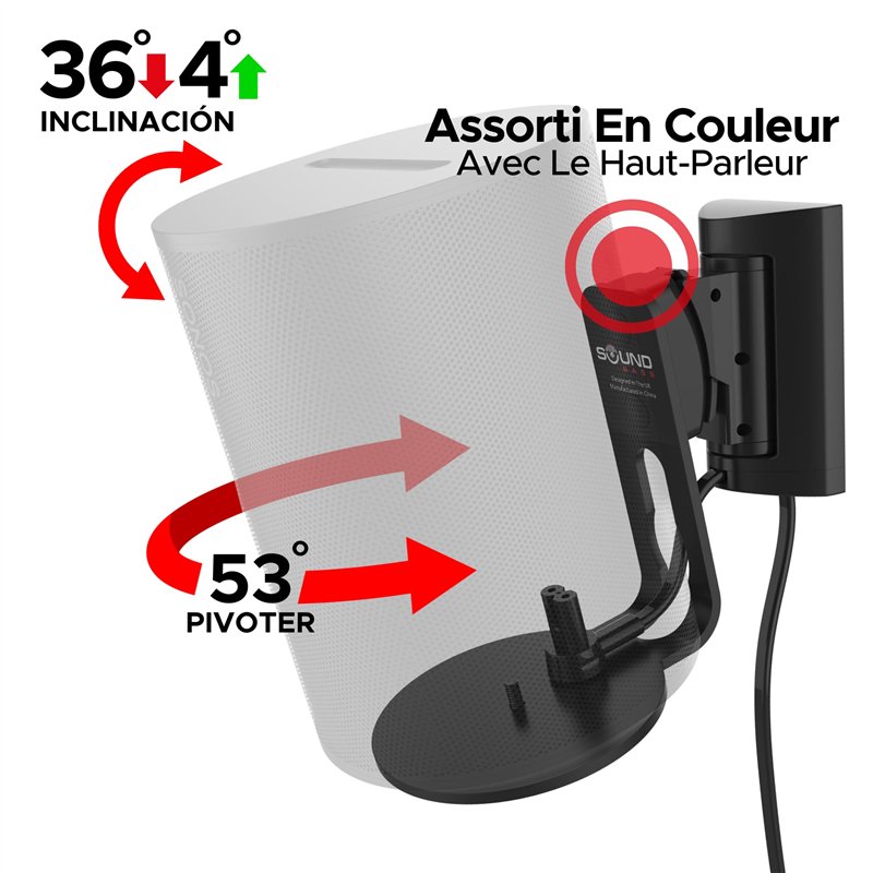 Image secondaire de ERA100 Lot de 2 supports de fixation murale inclinables et pivotants, noir, double (2 pièces), compatibles avec Sonos ERA 100, i