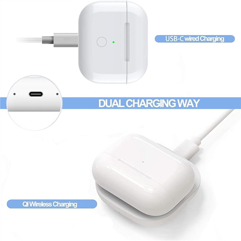 Image secondaire de USB-C Boîtier de Charge Compatible avec Air pod 3rd Génération, Remplacement Original de Type-C Boîtier Recharge sans Fil,Étui d