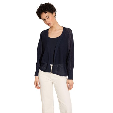 STREET ONE A253778 Cardigan en Maille, Bleu Foncé, 46 Femme Pull-Over