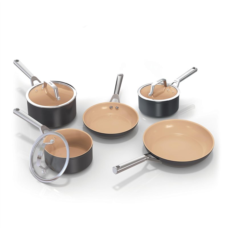 Ninja Extended Life Keramic CW95000EUUKDB Batterie de cuisine 5 pièces (sauteuse 20 et 24 cm + casseroles et couvercles) de 16, 