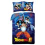 Halantex DRAGONBALL GOKU avec amis Beerus Junior Gohan Vegeta - Kamehameha - Parure de lit 140 x 200 cm avec taie d'oreiller 70 
