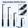 GlasFlength Perche à Selfie pour GoPro Hero 12 11 10 9 8 Black, Perche Telescopique Selfie Stick pour Insta360/X3/One DJI Mini 3
