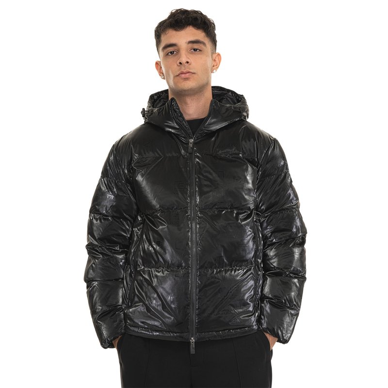 EA7 Armani 6DPB34 PNHMZ 1200 Veste matelassée noire avec logo répété Taille XXL, Noir , XXL