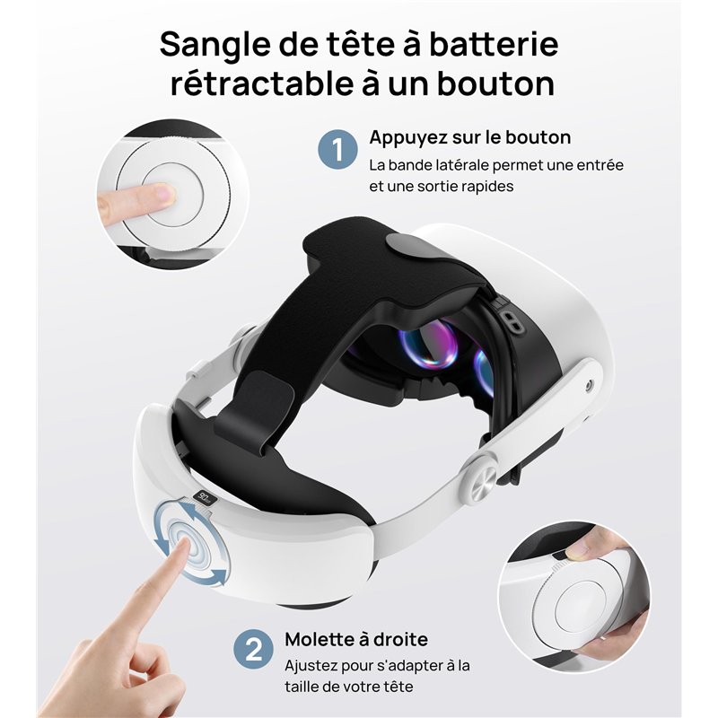 Image secondaire de TRANSNOVO Sangle avec Batterie de 10 000 mAh, Compatible avec Quest 3/3S, Zoom à Une Touche, Charge Rapide 18W, Design équilibré