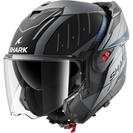 SHARK, Casque Moto Modulable OXO RYDGER Anthracite Blue Black ABK, M