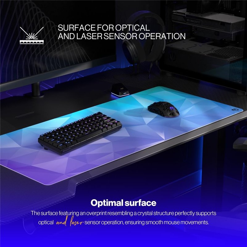Image secondaire de ENDORFY Crystal Blue XL Tapis de Souris XXL 900 x 400 mm, Guide de Souris Lisse, Bord imprimé, Base en Caoutchouc antidérapant,