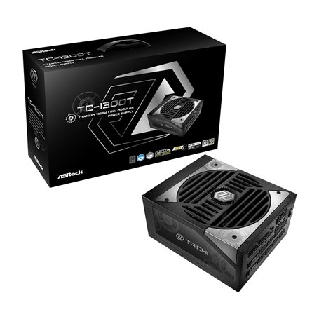 Source d'alimentation ASROCK TC-1300T, PSU, 1300 W, 80 Plus Titane, 135 mm, modulaire, PCI-E 5.1 (12+4pin) x2, PCI-E (6+2 Broche