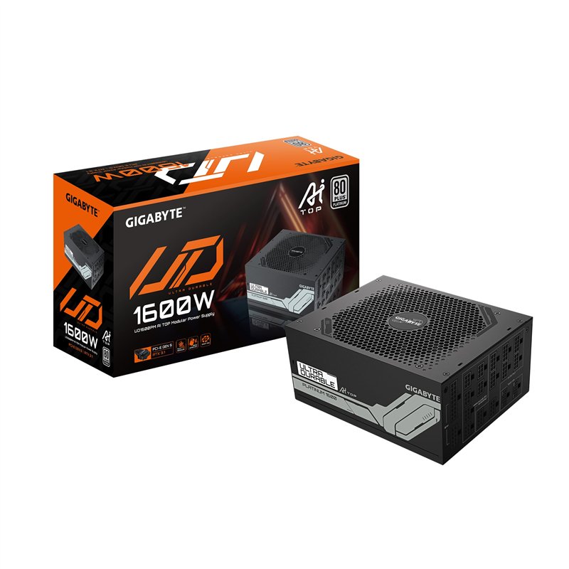 GIGABYTE UD1600PM PG5 AI Top Bloc d'alimentation - PCIe 5.0, 80 Plus Platinum, Design entièrement modulaire, Ventilateur 120 mm,