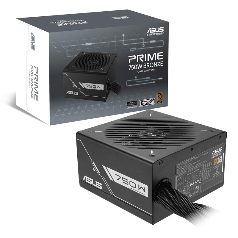ASUS Prime 750W Bronze - Double roulement à Billes, 135mm ventil, câbles gravés, Garantie 6 Ans