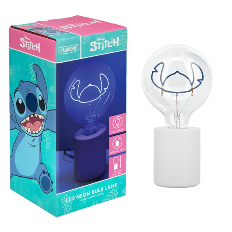 Paladone Ampoule néon LED décorative Disney Stitch - Ampoule en verre E27, cadeau de collection Lilo & Stitch sous licence offic