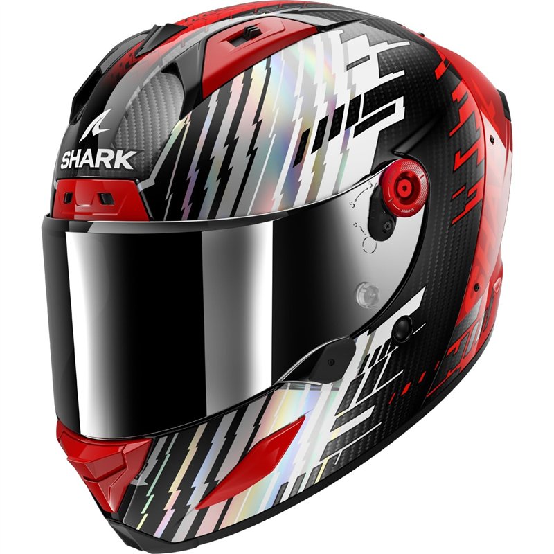 SHARK, Casque Moto Intégral Aeron Edgy Carbon Red Chrome DRU, L