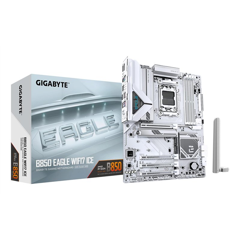 GIGABYTE B850 Eagle WIFI7 Ice Carte mère - Processeurs AMD Ryzen série 9000, VRM numérique 8+2+2 Phases, jusqu'à 8200 MHz DDR5 (