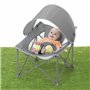 BRIGHT STARS Transat bébé pliable Gris Pop 'N Chill, pare soleil SPF +50 et sac de transport inclus