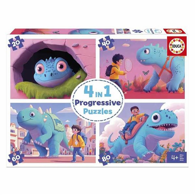 Set de 4 Puzzles Educa Friendly Dinosaurs
