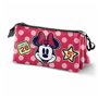 Trousse Fourre-Tout Triple Minnie Mouse Rose 23 x 8 x 11 cm